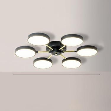 Imagem de DKRCPFNT Lustre Sputnik vintage dourado com acabamento cromado simples LED redondo de metal luminária suspensa de acrílico para cozinha, ilha e sala de jantar