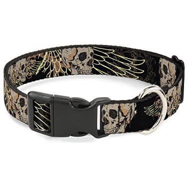 Imagem de Buckle-Down Coleira com clipe de plástico – BD Die Hard Skull 01 – 1,27 cm de largura – serve para pescoço de 15,28 – 22,88 cm – Pequena