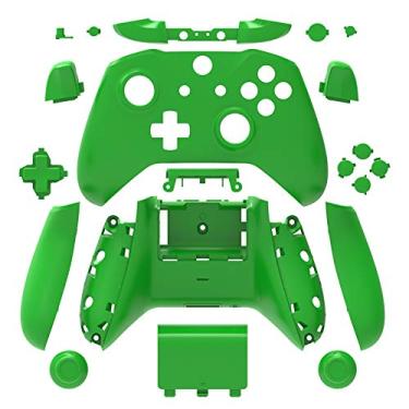 Imagem de Capa WPS Matte com conjunto completo de placas de rosto + botões ABXY + amortecedores RB LB + trilhos direito/esquerdo para Xbox One S Slim (conector de fone de ouvido de 3,5 mm) controladores para versão 1708, Verde