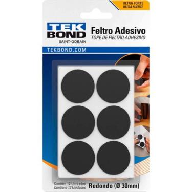 Imagem de Feltro Adesivo Tekbond Redondo 30Mm Com 12 Pecas