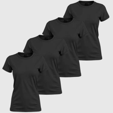 Imagem de Kit 4 Camisa Camiseta Feminina Algodão Blusinhas Elegantes Basica Lisa