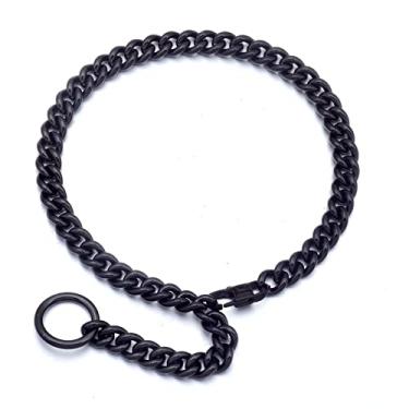 Imagem de Corrente gargantilha feminina prata branca/preta com elos cubanos ajustáveis com anel de vedação cauda de 1 cm de largura, punk rock kiwi hippies, presente de aço inoxidável para ele sexy todos os dias Xxxt. Colar, Aço inoxidável, Sem Pedra Preciosa