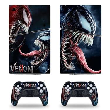 Imagem de JOCHUI Adesivo de vinil de super-herói para console compatível com PS5 Slim Digital Console Controllers Wrap Skins Aliens