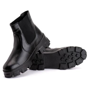 Imagem de Coturno Feminino Cano Curto Elástico Sintético - pettinari, Preto, 35