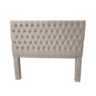 Imagem de Cabeceira Cama Queen Estofada Capitonê Creta 1,60m Veludo Bege