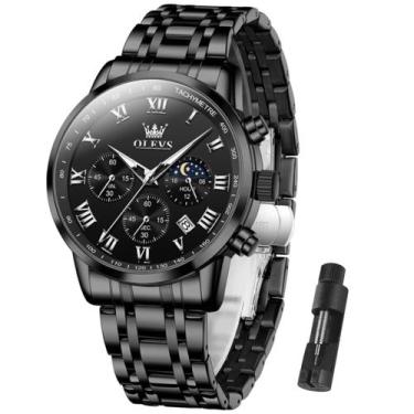 Imagem de Relógio OLEVS Cronógrafo Masculino em Aço Inoxidável - Design Preto