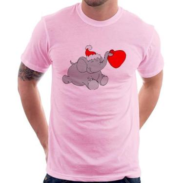 Imagem de Camiseta Elefante Noel - Foca na Moda, Rosa bebê, GG