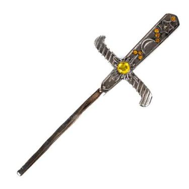 Imagem de Athame Metal Prata Envelhecido 19 cm Pedra Amarela Reforçado - Lua Mís