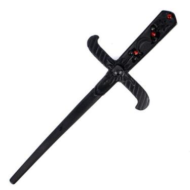 Imagem de Athame Negro e Vermelho 19cm Pedra Preta Vermelha Reforçado - Lua Míst