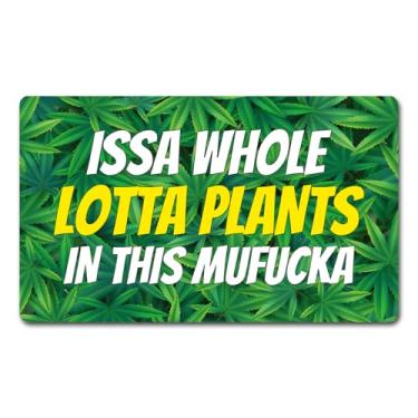 Imagem de Capacho de boas-vindas engraçado, tapete divertido de boas-vindas com traseira de borracha (76,2 x 45,7 cm) capacho de plantas Issa Whole Lotta plantas neste Mufucka amante de plantas presente