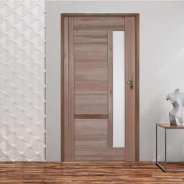 Imagem de Ki Porta de Madeira bbb com Visor 210x92cm Batente 11cm Fecharura Golf Rodam