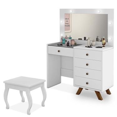 Imagem de Penteadeira Camarim Luna com Banqueta - Móveis Luapa Branco