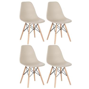 Imagem de Kit 4 Cadeiras Charles Eames Eiffel Dsw Com Pés De Madeira Clara Nude