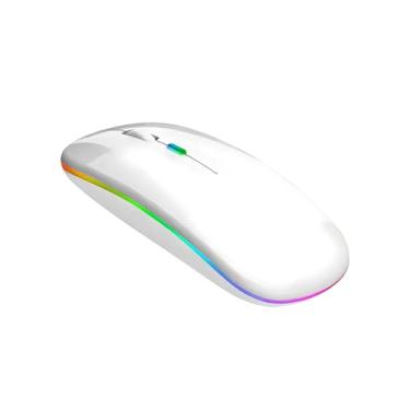 Imagem de Mouse Sem Fio Recarregável RGB Gamer | Ergonômico Mouse | 70g Ultra Leve | Bluetooth 5.0 + USB2.4GHz | 30 Dias de Bateria | 6 Cores (Branco)
