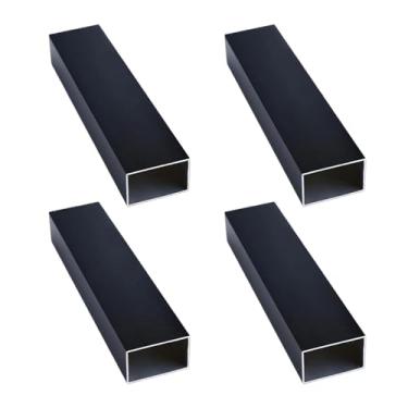 Imagem de Kwweeoo Tubo retangular de alumínio preto, 4 peças, 44 mm x 76 mm x 1600 mm, espessura de parede de 1,5 mm, pacote com 4 tubos finos retangulares estruturais de alumínio 1,73 x 7,6 x 0,2 x 160 cm