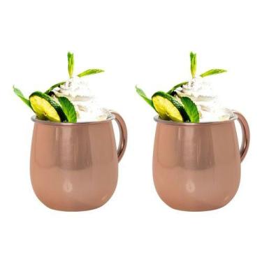 Imagem de Kit 2 Canecas Drinks Bebidas Cerveja 600ml Cobre Gourmet Mix