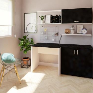 Imagem de Mesa Reta Corp 25mm 90 Cm Bramov Móveis Branco/preto