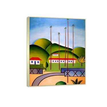 Imagem de Tarsila do Amaral Famosas Impressões em Tela-Imagem arte parede lona-Moldura Prata Pintura decoração quarto Sala de estar(paisagem cidade) 30x35cm