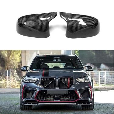 Imagem de TanKin Tampas de proteção de espelho de asa de fibra de carbono real para BMW X3M F97 X4M F98 X5M F95 X6M F96 2020-2024, 1 par de carcaça de espelho retrovisor externo esportivo