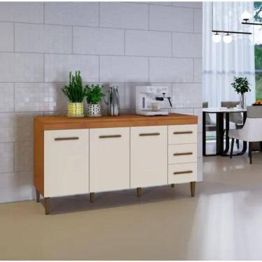 Imagem de Balcão Atenas 3 Portas 3 Gavetas Kaiki Móveis - Nature/off