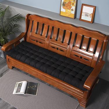 Imagem de Almofadas De Banco De Paletes, Almofadas De Banco Antiderrapantes Para Móveis De Exterior, Substituição De Almofada De Cadeira De Balanço Retangular, Almofadas De Palet, Black, 53x170cm