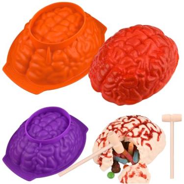 Imagem de Sakolla Moldes de silicone para cérebro, 2 peças de moldes realistas de Halloween para bomba de chocolate, geleia, bolo, gelatina, vela e resina