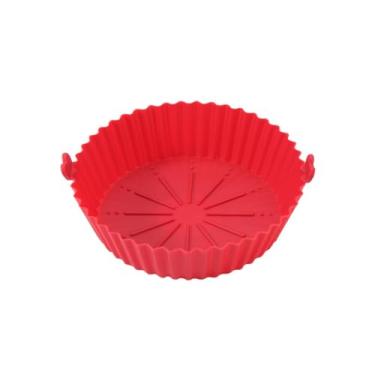 Imagem de Forno de cozimento circular, bandeja especial de silicone, fritadeira a ar, tapete de cozimento, 3 peças (vermelho)