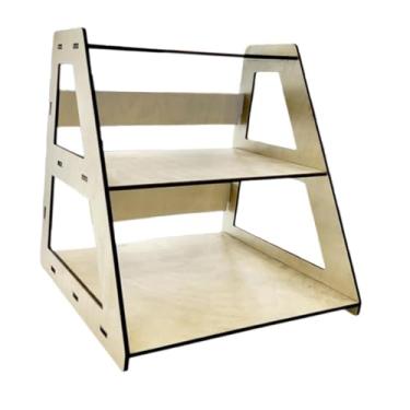 Imagem de Bothyi Prateleira de exposição de madeira, prateleira de mesa com 3 camadas, economiza espaço, suporte prático para exibição de bonecos de ação, brinquedos, Marrom