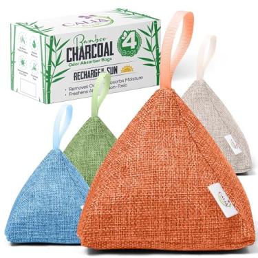 Imagem de Sacos purificadores de ar de carvão de bambu - Absorvedor e eliminador de odores para casa, carro, animais de estimação, ambientalmente amigável e reutilizável (cores frescas)