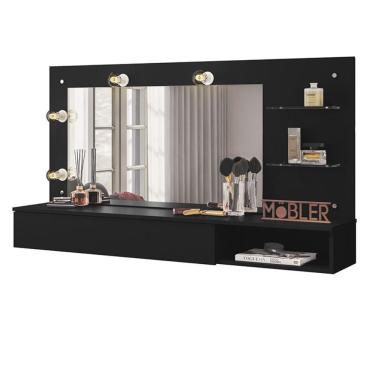 Imagem de Penteadeira Camarim Suspensa Lumiere - Mobler Preto Fosco