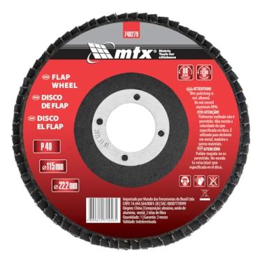 Imagem de MTX Disco Flap P40 – 115x22,2 mm, Para Esmerilhadeira Angular, Disco Abrasivo de Alto Desempenho para Madeira, Metal e Plástico