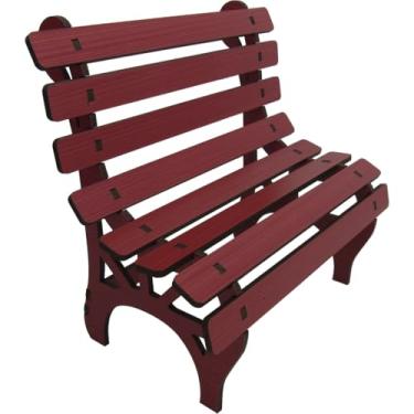 Imagem de Mini Banquinho de Praça Montado Enfeite Vermelho Mdf
