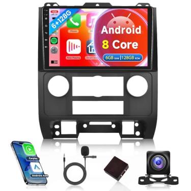 Imagem de Rimoody Rádio Automotivo 8Core 6G+128G Para Ford Escape 2007-2012/Mazda Tribute 2007-2012, Android 13, Estéreo, Carplay Automático, Tela Sensível Ao Toque De 9", Navegação Gps, Wi-Fi, Dsp, Bluetooth