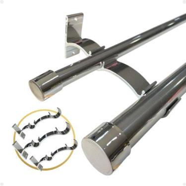 Imagem de Kit 6 Suporte Duplo Comum Perfil Varão Cortina 19.28mm Ilhós Argola In