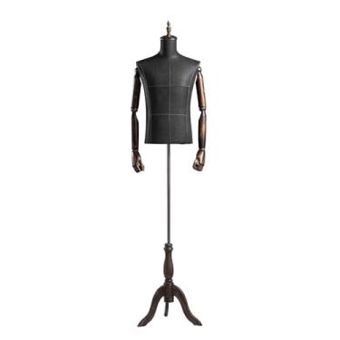 Imagem de Mannequin Manequim masculino com base triangular removível, braços ajustáveis, altura ajustável de 59 a 67 polegadas, expositor de camisas de terno(Walnut wood)