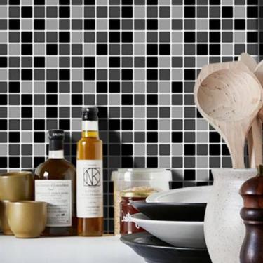 Imagem de Papel De Parede Adesivo Pastilha Mesclado Cinza 300X52Cm