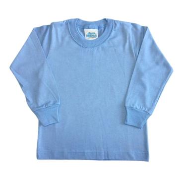 Imagem de Camiseta Manga Longa Infantil Menino Azul Lisa -Bicho Bagunça