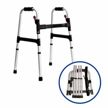 Imagem de Andador Desmontável Alumínio Ajustável para Idosos 130kg Mercur  Leve 