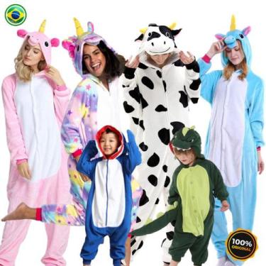 Imagem de Pijama Unicórnio Infantil Adulto Macacão Kigurumi Cosplay - Zdok, GG, 