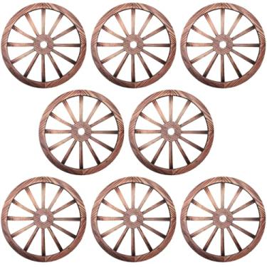 Imagem de GlikCeil 8 peças de decoração de roda de carroça de cowboy ocidental, decorações de festa de 30 cm, vintage, rústico, para bar, garagem, interior, exterior, pendurar na parede, jardim, decoração de