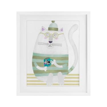 Imagem de Stupell Industries Caneca de gato com vaca impressão emoldurada branca sob vidro design por Carla Daly, 21 x 17