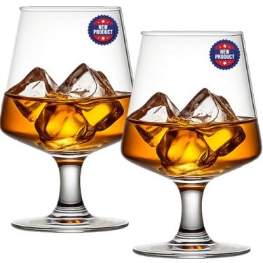 Imagem de Conjunto de 2 copos de uísque | Copos Bourbon de 430 g para Scotch, Conhaque, Brandy e Coquetéis | Copos Antiquados | Copos de Vinho de Haste Curta | Presente Ideal para Halloween, Ação de Graças e