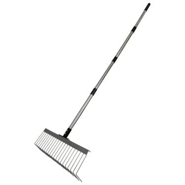 Imagem de Whtkoph Ancinho de Folhas para Jardim, com 21 Dentes, Dentes em Forma de L, Metal Resistente para Limpeza de Jardins, Uso Versátil, Cabo de Emenda de 40 Cm de, 160 Cm 4 Seções