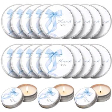 Imagem de Nuanchu 50 peças de lembrancinhas de festa de chá de bebê com laço azul para convidados, meninos, meninas, lembrancinhas de aniversário, velas de agradecimento, presentes de revelação de gênero em