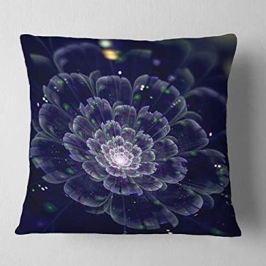 Imagem de Design de arte digital azul escuro flor fractal sala de estar, sofá, almofada de alta qualidade + capa de almofada impressa em ambos os lados 66 cm x 66 cm