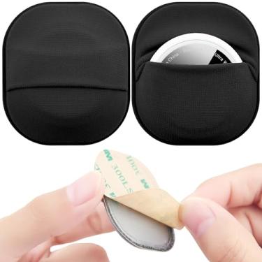Imagem de Pacote com 2 adesivos para Airtag e Moto Tag, capa com suporte de tecido Airtag com adesivo 3M na carteira/controle remoto de TV/carro/malas de bagagem/drones, capa protetora completa para etiquetas
