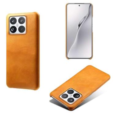 Imagem de Capa para Xiaomi 15 Pro,Proteção contra quedas,Casca de volta de cor sólida simples,Design de couro de imitação de plástico-Orange