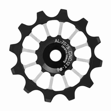 Imagem de Domary Liga de Alumínio Cerâmica Roda de Polia do Desviador Traseiro, Leve Com Rotação Flexível, Adequada para Usuários de Bicicleta de Velocidade de 7/8/9/10 (Preto)