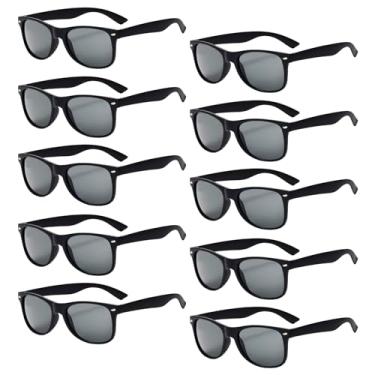 Imagem de YUEYUEBDS Óculos de sol pretos a granel para adultos, óculos retrô baratos para mulheres, homens, festa de casamento, aniversário, pacote com 10/20/50/100, 10 preto