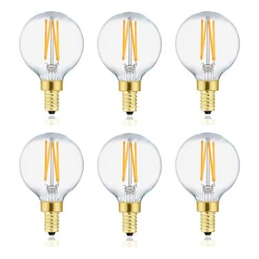 Imagem de XININSUN Lâmpada E12 G16.5, lâmpada candelabro de 40 watts, branco quente regulável 2700K 400lm G50 4w lâmpadas globo LED vintage filamento Edison lâmpada com decoração, pacote com 6